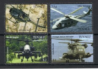 Tuvalu 2007 Helicopter Flight Centenary Set & Sheet Um (mnh)