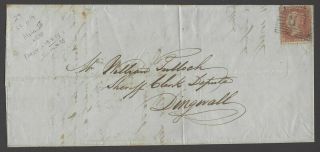 Gb 1854 - 57 1d Red Lc Perf.  14 Alphabet Iii Early Use On Sept 1855 Cover