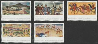 Us 5372 - 5376 Post Office Murals Forever Set (5 Single Stamps) Mnh 2019