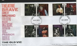 Gb 2018 Fdc The Old Vic Theatre London Se1 Local Postmark Stamps