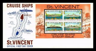 Dr Jim Stamps Cruise Ships Fdc Souvenir Sheet St Vincent Legal Size Cover