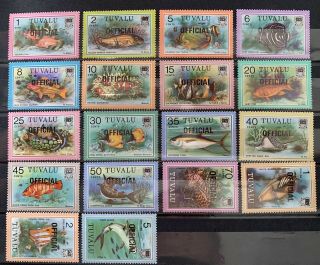 Tuvalu Official Overprint Not Hinged Fish Stamps 1981 Commonwealth