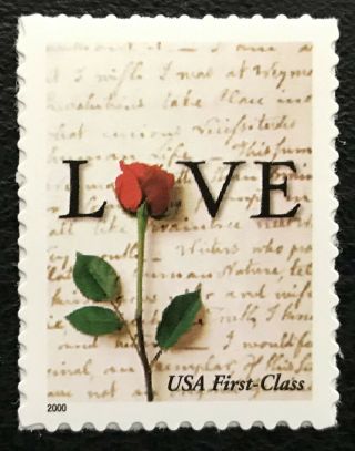 2001 Scott 3496 - (34¢) - Love - Non - Denominational Booklet Single Stamp - Mnh