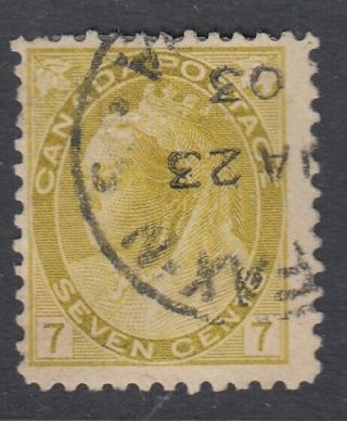 Canada Cds Cancel Scott 81 7 Cent Olive Yellow " Qv Numeral " F