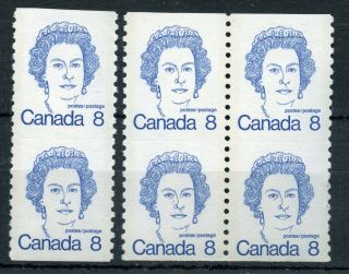 Weeda Canada 604i Vf Mnh Coil Pair And Block On Hb,  8c Caricature Cv $6,
