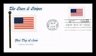 Dr Jim Stamps Us Stars And Stripes Peace Flag Colorano Silk Fdc Cover Baltimore