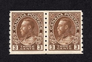 Canada 129 3 Cent Brown King George V Admiral Issue Coil Pair Mnh Disturbed Gum