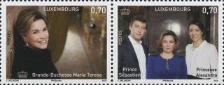 Grand Duchess Maria Teresa Of Luxembourg Se - Tenant Pair Mnh Stamps 1426