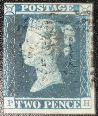 Gb Qv Sg14 2d Blue P - H Stamp (no1580)