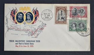 Canada,  Kgvi 1939 Royal Visit Stamps,  Rv1 Flag & Large Ring Rv3 Pm 