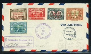 Honduras Postal History: Lot 122 1945 Reg Censor Fdc Scott C144 - C148 $$$