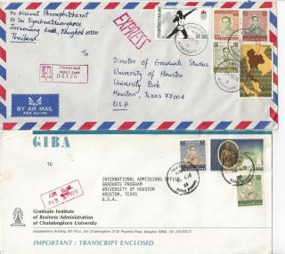 Thailand 10 Airmail Covers With Different Stamps And Cancels