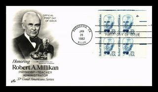 Dr Jim Stamps Us Robert A Millikan Great Americans Fdc Cover Plate Block