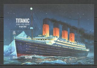 U1571 2012 Jersey Transport Ships & Boats Titanic 100 Years Bl Mnh