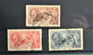 Gb Stamps George V Re - Engraved Seahorses Set 3 1934 (b65)