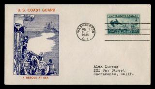 Dr Who 1945 Fdc Coast Guard Mcintyre Wwii Patriotic Cachet E52009