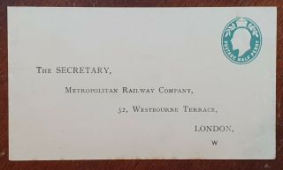 Kevii Pre Paid Cover To Metropolitan Railway,  32 Westbourne Terrace,  London