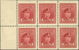 1947 Canada 254a Complete Never Hinged Booklet Pane Of 6 King George Vi