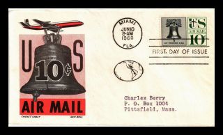 Us Cover Liberty Bell 10c Air Mail Fdc Ken Boll Cachet Craft