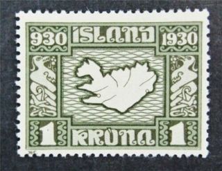 Nystamps Iceland Stamp 163 Og H $72