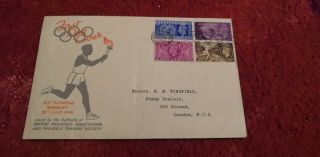 1948 Olympic Games First Day Cover Olympic Games Rings Wembley Postmark Bpa/pta