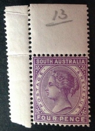 South Australia 1883 4d Pale Violet Stamp With Margins Mnh