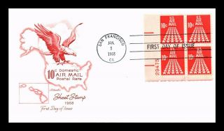 Dr Jim Stamps Us 10c Air Mail First Day Cover Plate Block Scott C72