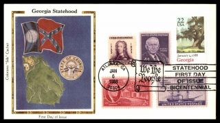 Mayfairstamps Us Fdc 1988 Colorano Silk Combo Georgia Statehood First Day Cover
