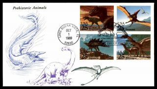 Mayfairstamps Us Fdc 1989 Dinosaurs Block Cachet First Day Cover Wwb55601