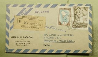 Dr Who 1955 Argentina Buenos Aires Registered Airmail To Usa E50438