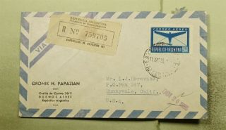 Dr Who 1955 Argentina Buenos Aires Registered Airmail To Usa E50437