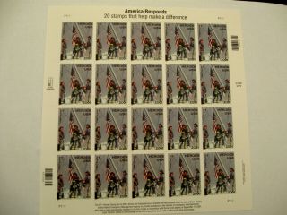 U.  S.  A Stamp Sheet Of American Responds 9/11 2002