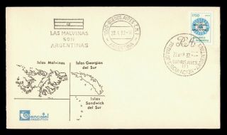 Dr Who 1982 Argentina Fdc Falkland Islands Ovpt Cachet Antarctic E49152