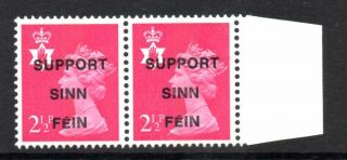 Gb: 1971 Qeii Northern Ireland 2½p Machin Pair Ovpt 