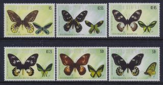 2002 Papua Guinea Butterflies Set Of 6 Fine Mnh/muh
