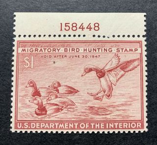 Wtdstamps - Rw13 1946 Plate - Us Federal Duck Stamp - Og Nh