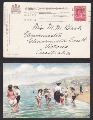 Gb Great Britain 1910 Kevii Postcard Postal Card To Australia