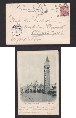 Italy 1900 Postcard Postal Card To England