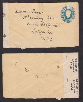 Gb Great Britain Kgvi Censored Postal Stationery Cover To Usa