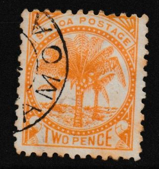 Pre Deciaml,  Pacific,  Samoa,  2d Orange Palm Tree,  Sg59a,  1878