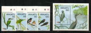 Vanuatu 542 - 546 Complete Set Birds Mnh
