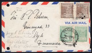Bolivia 1946 Airmail Cover W/stamps From La Paz (19.  10.  46) To Danmark