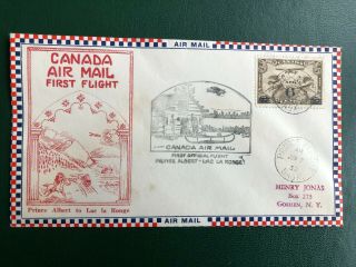 Canada,  1932 Prince Albert To Lac La Ronge Franked With 6c O/p Airmail Issue