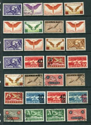 Switzerland Early Airmail M&u Lot 28 Stamps