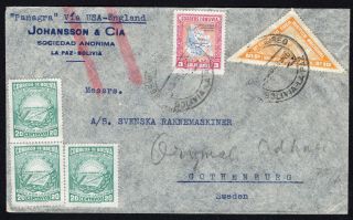 Bolivia 1946 Airmail Cover W/stamps From La Paz (04.  46) To Sweden (17.  04.  46)