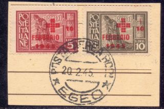 1053 - Greece,  Italy,  Dodecanese,  Rhodes,  1945 Red Cross,  Sc.  B17 - B18 Crusader,  Ww Ii