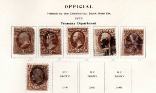 U.  S.  Scott O72 - O77 Official Treasury Dept.  1873 H