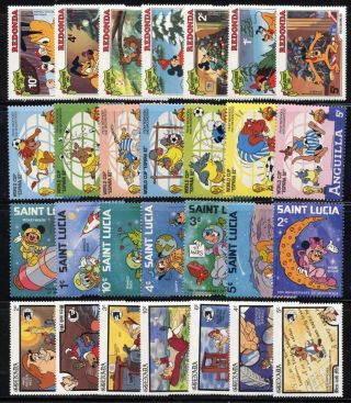 Disney Characters,  Animation,  Cartoon Group Of 4 Different Short Sets Mnh