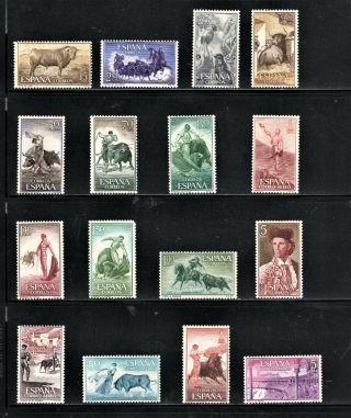 Hick Girl Stamp - Mh.  Spain Sc 909 - 20 & C159 - 62 1960 Bullfight R643
