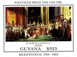 Guyana 1993 Paintings / Louvre Museum = France S/s Mnh Napoleon Coronation,  David